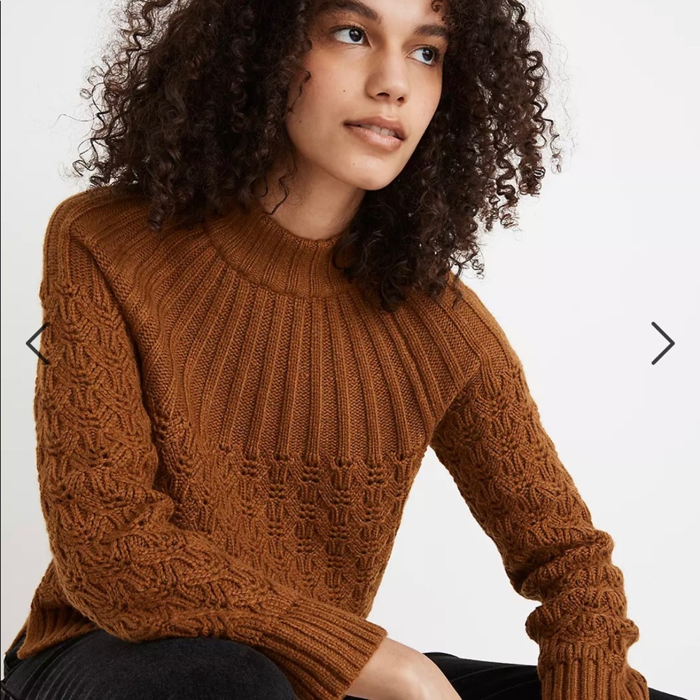 Madewell Pointelle Stitch-Mix Mockneck Sweater
